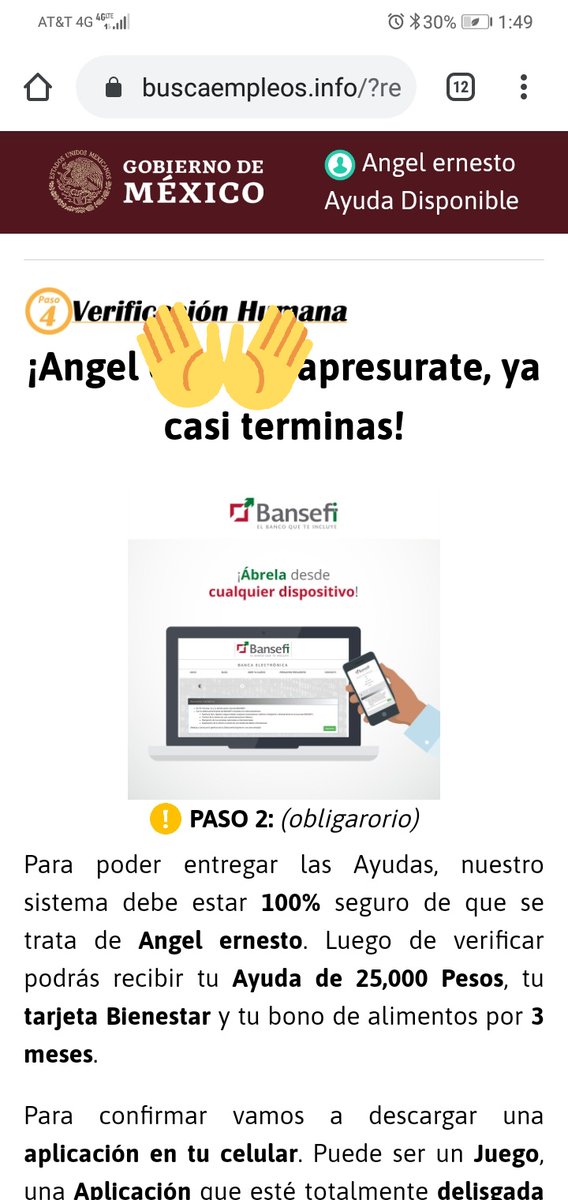 ITALOKO23's tweet photo. Hola @inakimanero esto esta circulando por el whatsapp sera cierto o es falso? Al final solo queda en esta pagina en blanco y no llega ningún código al numero celular ni nada espero respondas mi duda buenas tardes https://t.co/sZyr1hn330
