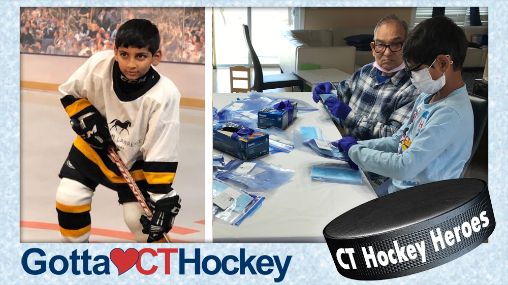 Today's #CTHockeyHero is 10-year-old Vivaan Powari from the Darien YHA house program. Vivaan volunteers through his church, Sant Nirankari Mission. Here he is packaging gloves and masks for free distribution to the public. #CTHockeyHeroes #HockeyHero #HockeyHeroes <a href="/HoulihanRE/">Houlihan Lawrence</a>