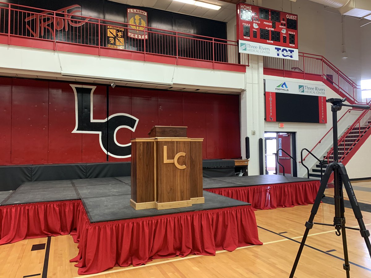All_in_LC's tweet photo. ๐Prepared to give my speech to the #LCClassOf2020. Today is the 2nd day of video footage from the gym. Decorations to follow soon.
๐We have 6 guest speakers that have sent videos from โremoteโ locations.
๐I look forward to seeing everyone on Friday!!! #AllinLC https://t.co/CGnDI0CCJ8
