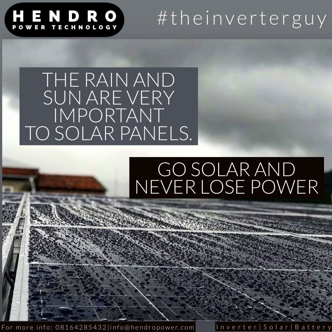 theinverterguy's tweet photo. ...Solar Panels are waterproof.
When it rains, Solar panel system still generates electricity.

Think INVERTER, Think SOLAR, think #theinverterguy
.
.
For more info: 081 6418 5432 || info@hendropower

#schoolsreopening #jalango #Bianca #solar #80inlagos #energy #lagos #BiafraExit https://t.co/5OyzqJn7w7