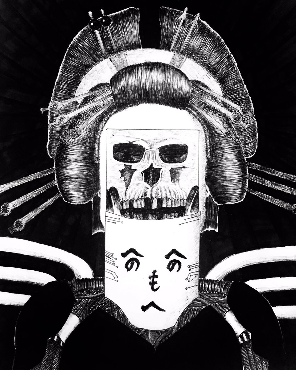 ボールペン画☆白黒 待ち時間にちょこっとお絵描き。 . #ゼンタングル #ペン画 #ボールペン