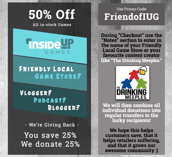 <a href="/drinkingmeeples/">The Drinking Meeples</a> are such a fantastic group of gamers and friends. I met them at #gencon and we hit it off immediately. I’ve been lucky enough to hang out with them both off and on air! Check them out for some great beer pairings! ;) #boardgames #strongertogether #givingback