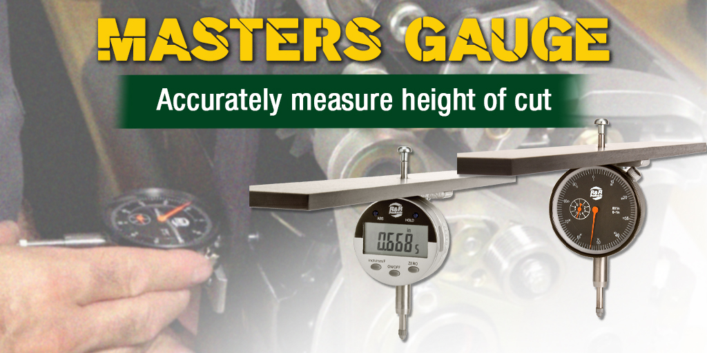 Take the guesswork out of measuring the height of cut on your mower. R&amp;R's Masters Gauges come in several designs for your various maintenance needs. rrproducts.com/C4051/Equipmen… #mowersetup #groundskeeper #turf #bedknife #mowerreels #mechanic