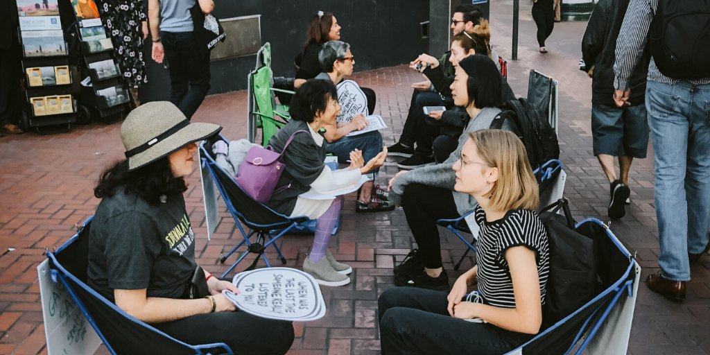 Sidewalktalkorg's tweet photo. In 2019, Sidewalk Talk listeners heard the stories of over 6280 people who reported feeling more connected and happier. Get involved here: https://t.co/wNtkfVpyyz https://t.co/ih6Op50rDS