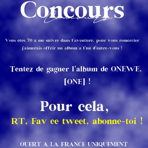 GiukFrance's tweet photo. CONCOURS - 20.05.2020

Pour fêter les 70 abonnés, je vous propose un petit concours !

❥ FIN : 26.05.2020
❥ A GAGNER : 1 ALBUM [ONE]

Je vous laisse lire les règles ci-dessous ⤵️ https://t.co/nrZ80QciZG