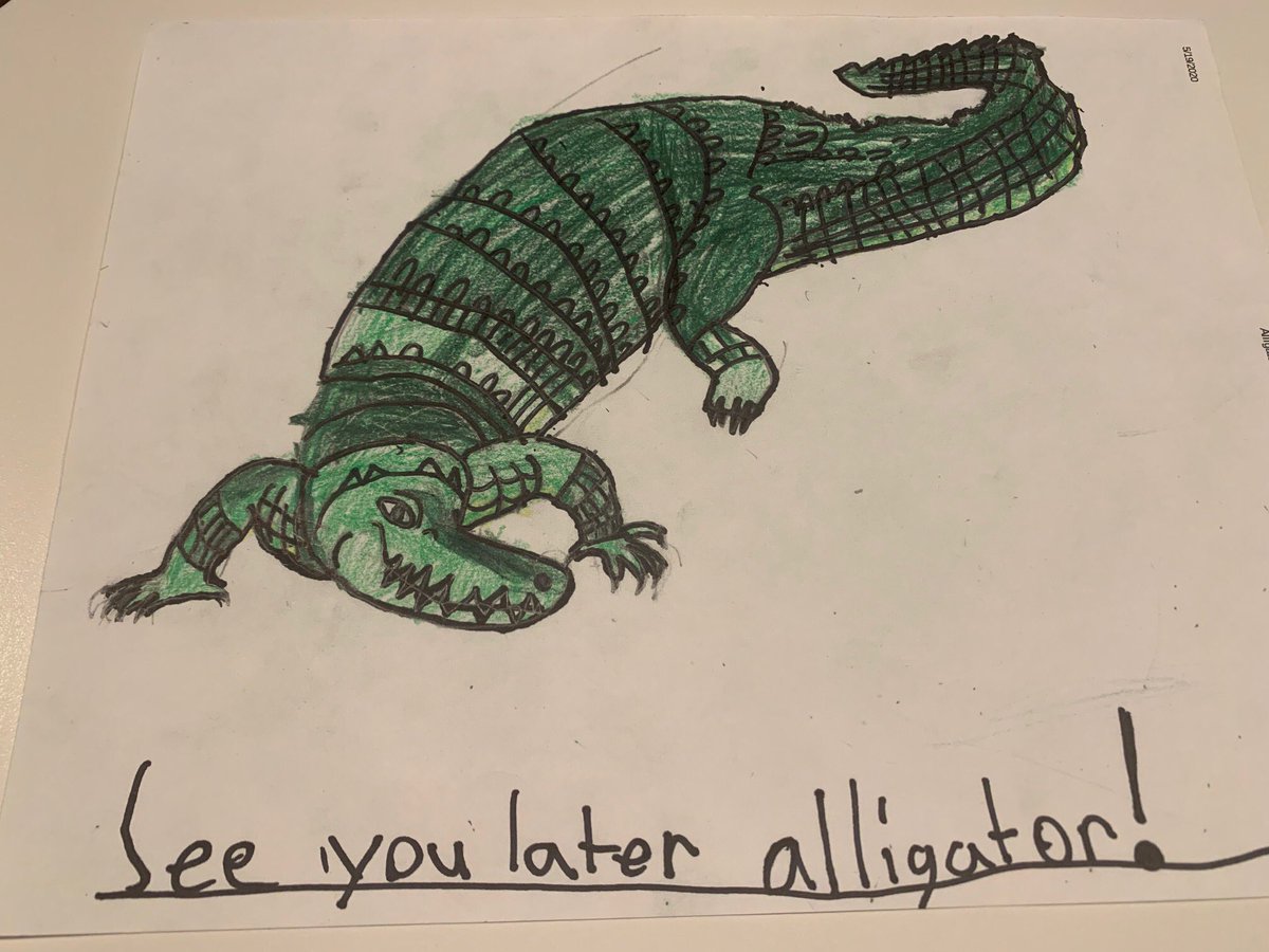 MsJacobsArt68's tweet photo. Adam F @GoodrichSchool drew an awesome gator goodbye! #artchallenges68 https://t.co/FUiZblOMAt