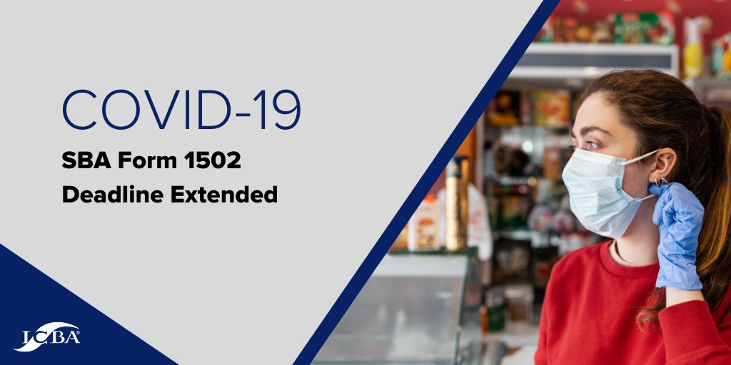 ICBA's tweet photo. .@SBAgov is extending the deadline for #PPP lenders to submit the initial SBA Form 1502, for which the agency has yet to provide detailed guidance. Read the SBA's FAQs here ➡️ https://t.co/Pu3rm2mw7N #communitybanks https://t.co/8toIpEKJ2w