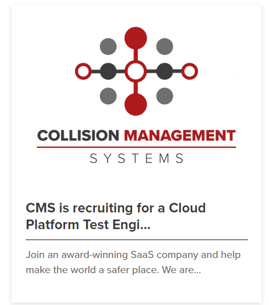 CollisionMgt's tweet photo. CMS continues to grow. This time we are now recruitng for a Cloud Platform Test Engineer, in our MK office (although our current practice is WFH during the lockdown). Like to find out more? Then please visit; https://t.co/2BbH75jXV2 https://t.co/3LDYqIwWVC