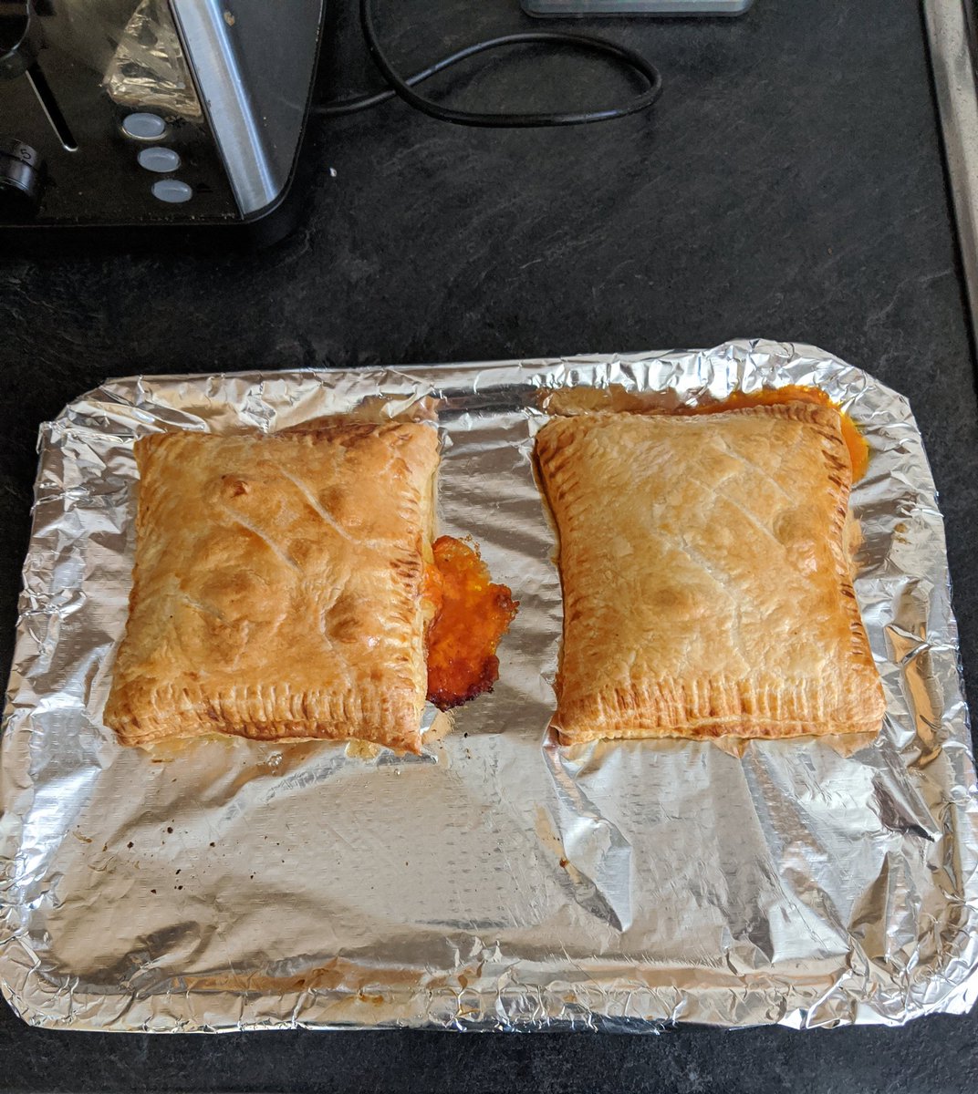 owencreasey's tweet photo. Closing Greggs won't keep me away from cheese filled pastry. Improvise, adapt, overcome. Sausage, cheese and bean bakes. Fat ride. #cookinwithcreasebag #nakedgingerchef #fatride #greggs #pastry #Glasgow #lockdownobesity https://t.co/SB8CALs25r