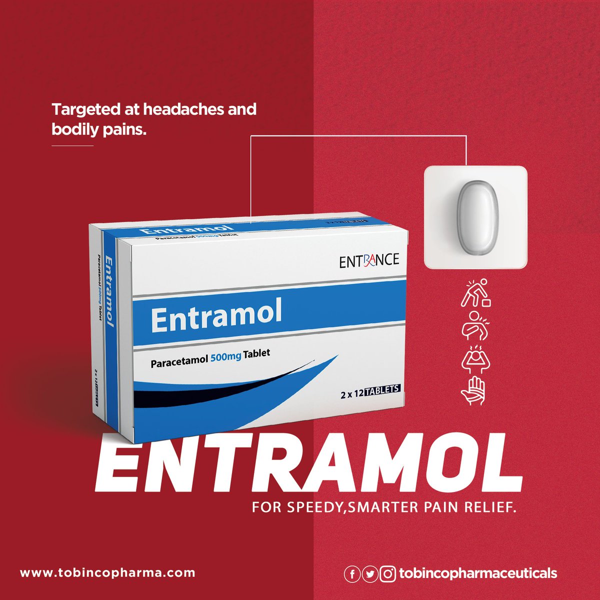 Tobincopharmacy's tweet photo. Targeted at headaches and bodily pains, this Entramol brings speedy and smarter relief for any day any time.
#painrelief #smartrelief #pain #covid19 #healthmatters #tobincoeducates
https://t.co/eDdRPJpeTk https://t.co/QwaCX7zne1
