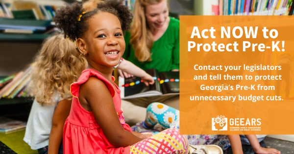 GEEARS's tweet photo. ACTION ALERT: Please help us save #Georgia’s Pre-K for our children by asking your legislators not to cut Lottery-funded Pre-K! We've made it easy for you. To contact your legislators, click here: https://t.co/Oh9cdVWWcl https://t.co/tF0V42PRSF