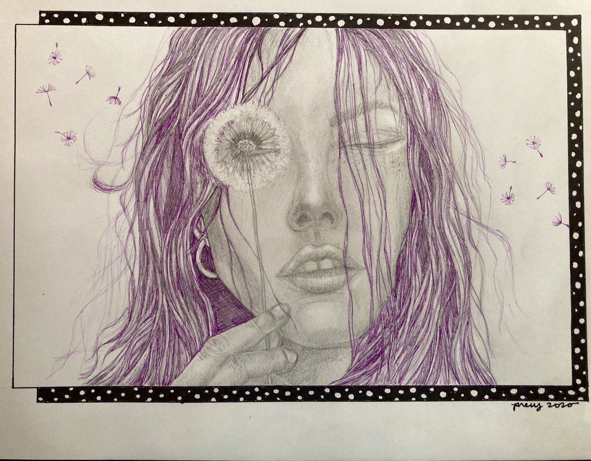 Time for some #art! Newest creation using a pencil, a purple ballpoint pen, and a Sharpie marker. 😍 #artwork #artbyprecy #drawing #illustration