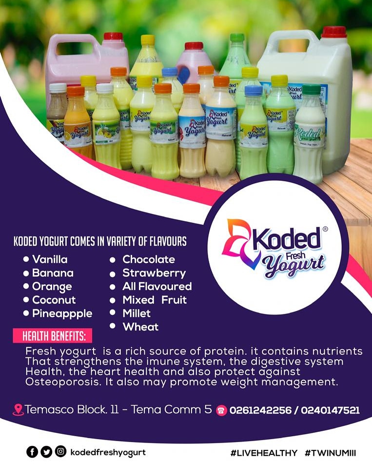 KodedYoghurt's tweet photo. 💖Stay Safe Dear ones....we are not in normal times...
Boost ur immune system with some nutritious Fresh Yoghurt. We got u covered.
Locate us on
☎️ 0240147521 - Cape Coast
☎️ 0261242256 - Accra(Tema)
☎️ 0261288091 - Kumasi
#kodedfreshyoghurt
#twii_nu_miii😋😋 https://t.co/mhlEz4h9CL