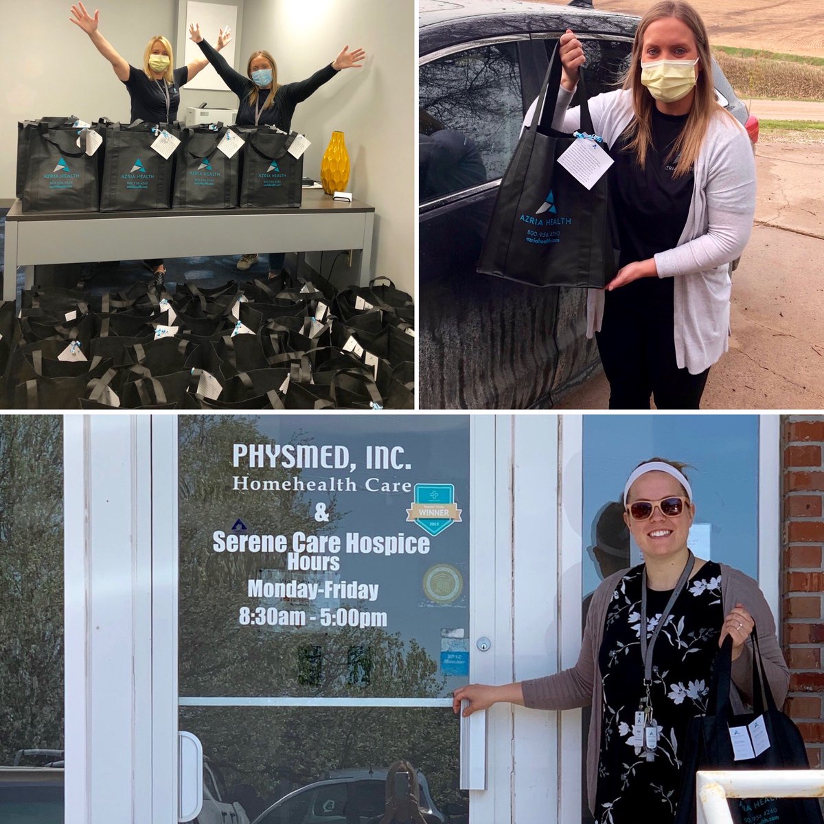AzriaHealth's tweet photo. Our amazing team at #AzriaHealthMontclair delivered no-touch care packages to past residents that have successfully discharged from our #rehab program! We wanted to let them know that we still care about them, and they will always be a part of our #AzriaHealth family! https://t.co/rnYLyV2jSk