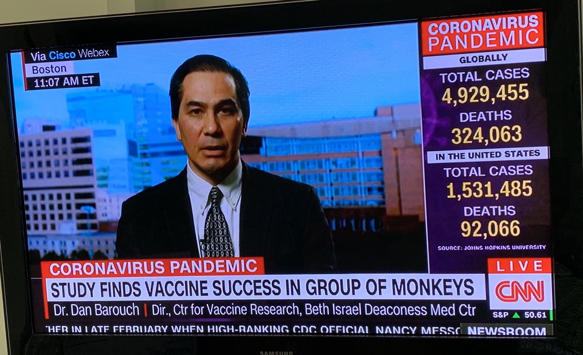BIDMC’s Dan Barouch, MD, PhD, live on @CNN this morning to discuss recent his team’s findings on #COVID19 vaccine prototypes.