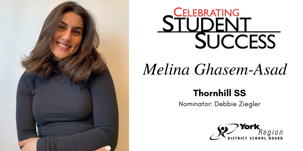 YRDSB's tweet photo. Our next CSS recipient is Melina Ghasem-Asad from
@TSStigersYRDSB!
Recently, Melina founded the @BestBuddiesCND Thornhill chapter and has held positions on her school's student and athletic councils while still volunteering her time to support newcomers to Canada. https://t.co/kyDI8GOGo7