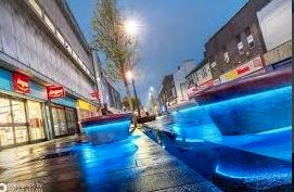 EXTERIORLS's tweet photo. @EXTERIORLS  worked closely with City of Sunderland Council to provide this RGB under bench lighting on the High Street. This architectural lighting brought the street back to life and makes the area feel welcoming at night. 

#ELS https://t.co/Ap1zyr8Jo6