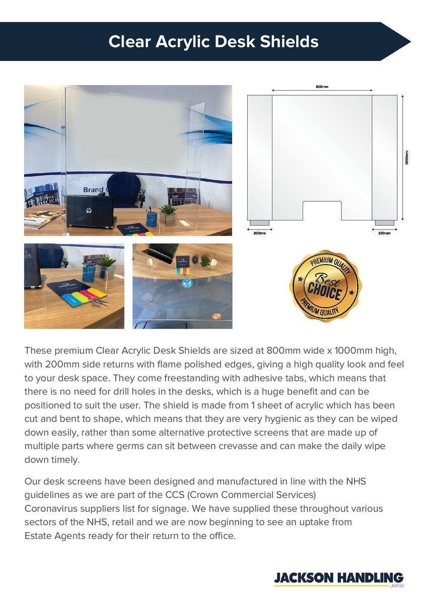 jacksonhandling's tweet photo. Helping you safely back to work, we can offer the perfect signage packages for you From Clear desk screens to Pavement signs and Bollard Covers. Contact us today for a quotation 01964 626778 sales@jacksonhandling.co.uk
#workplacesigns #deskscreen #floorstickers https://t.co/DC1RTB10Rp
