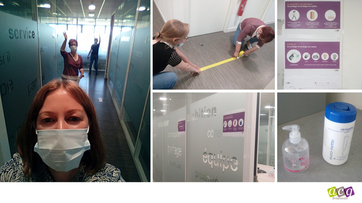 ACG_SYNERGIES's tweet photo. 🙏 Merci encore à Aurélie, Delphine et Dominique de permettre aux collaborateurs d' @ACG_SYNERGIES de revenir dans les locaux dans les meilleures conditions ! 😃
#mesures #GestesBarrières #distance #Covid_19 https://t.co/9POdIJ1WIM