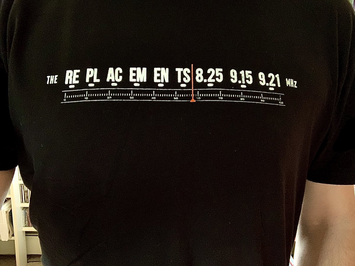 Band shirt day 28/self-isolation day 73: I  this  @TheReplacements shirt design. Clearly inspired by Left of the Dial, the band name to the left of the radio dial & their  @RiotFest dates like FM frequencies to the right. Brilliant!Obvious song choice: https://open.spotify.com/track/0TF2rvVNtmqpN8ETApDZEs?si=WdUKS-1FSqmFGbvVY5kjVg