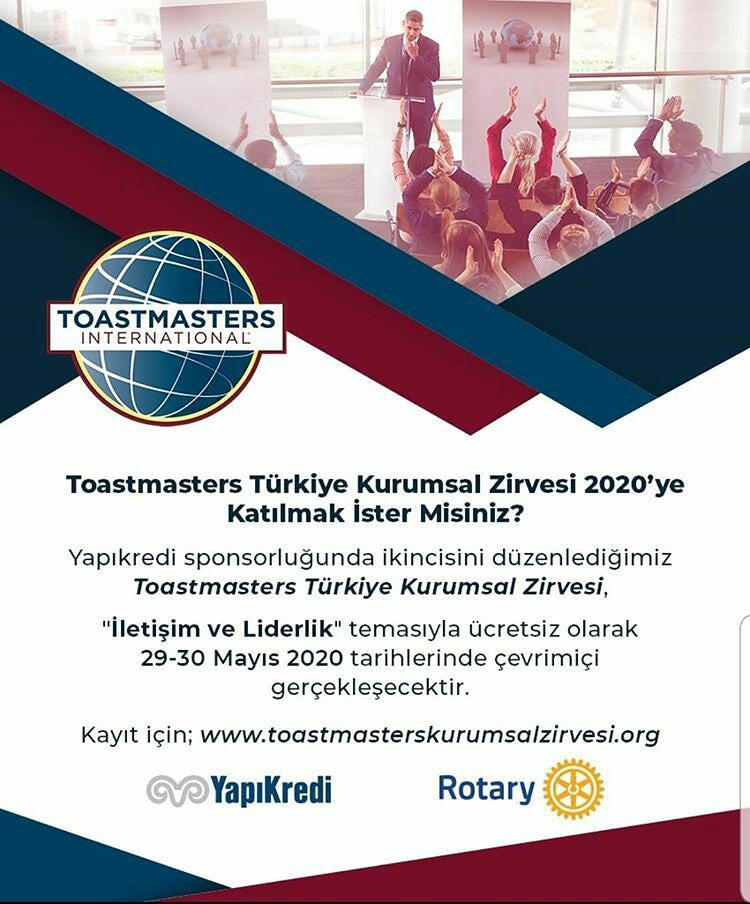 Toastmasters Türkiye Kurumsal Zirvesinin kayıtları açıldı, müthiş konuşmacılar için programa bakabilirsiniz. Ücretsiz ama katılımcı sayısı kısıtlı. toastmasterskurumsalzirvesi.org