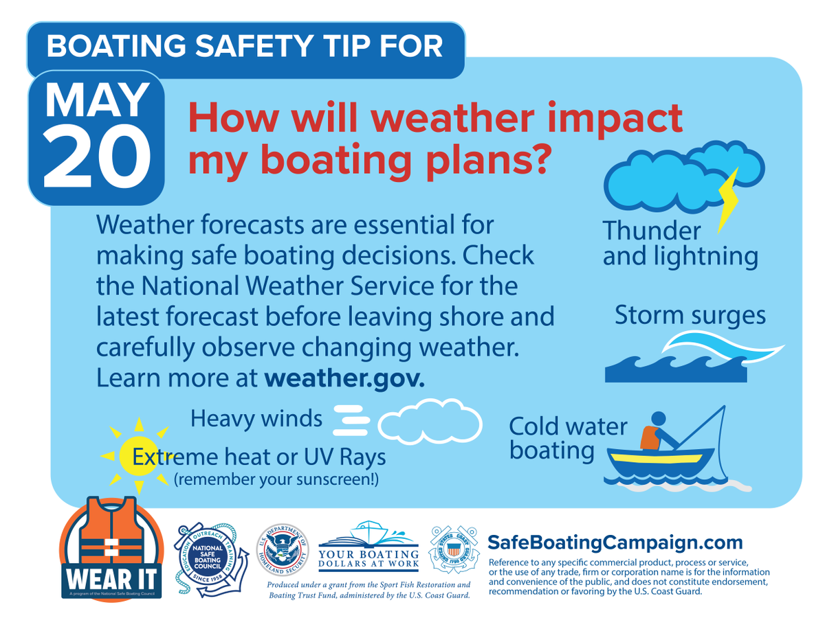 pafishandboat's tweet photo. #NSBW2020- Check the latest weather forecast before you leave shore. Hop on over to https://t.co/4bh0idyPcg for the latest updates. #safeboating

Check out @USNationalWeatherService on Facebook and @NWS on Twitter. https://t.co/ucX04S0wXF