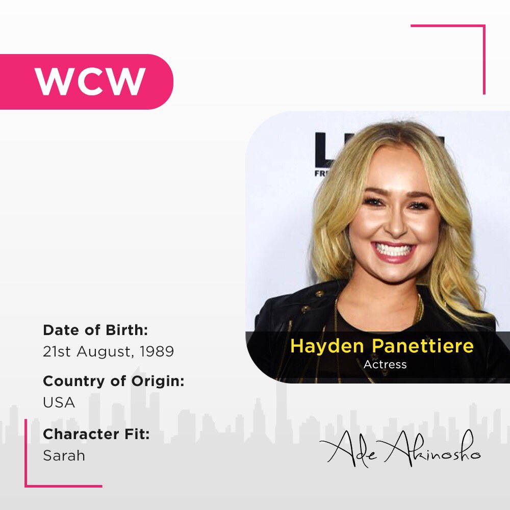 Our #WCW for this week is Hayden Panettiere. The gorgeous face we picture when we think of Sarah who was the Kyle’s Secretary #ForcesofDestiny .