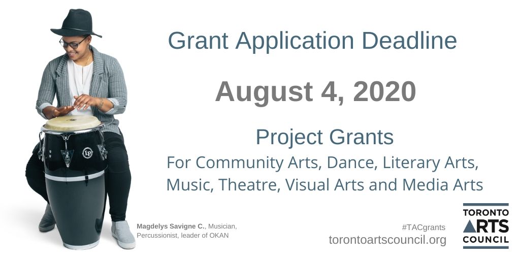 TorontoArts's tweet photo. Applications are now open for #ProjectGrants in #Community Arts, #Dance, #Literary Arts, #Music, #Theatre, #Visual &amp; #Media Arts. Apply by August 4. #TACgrants https://t.co/nRzCEhYMq5 https://t.co/j3mK1EQWGS