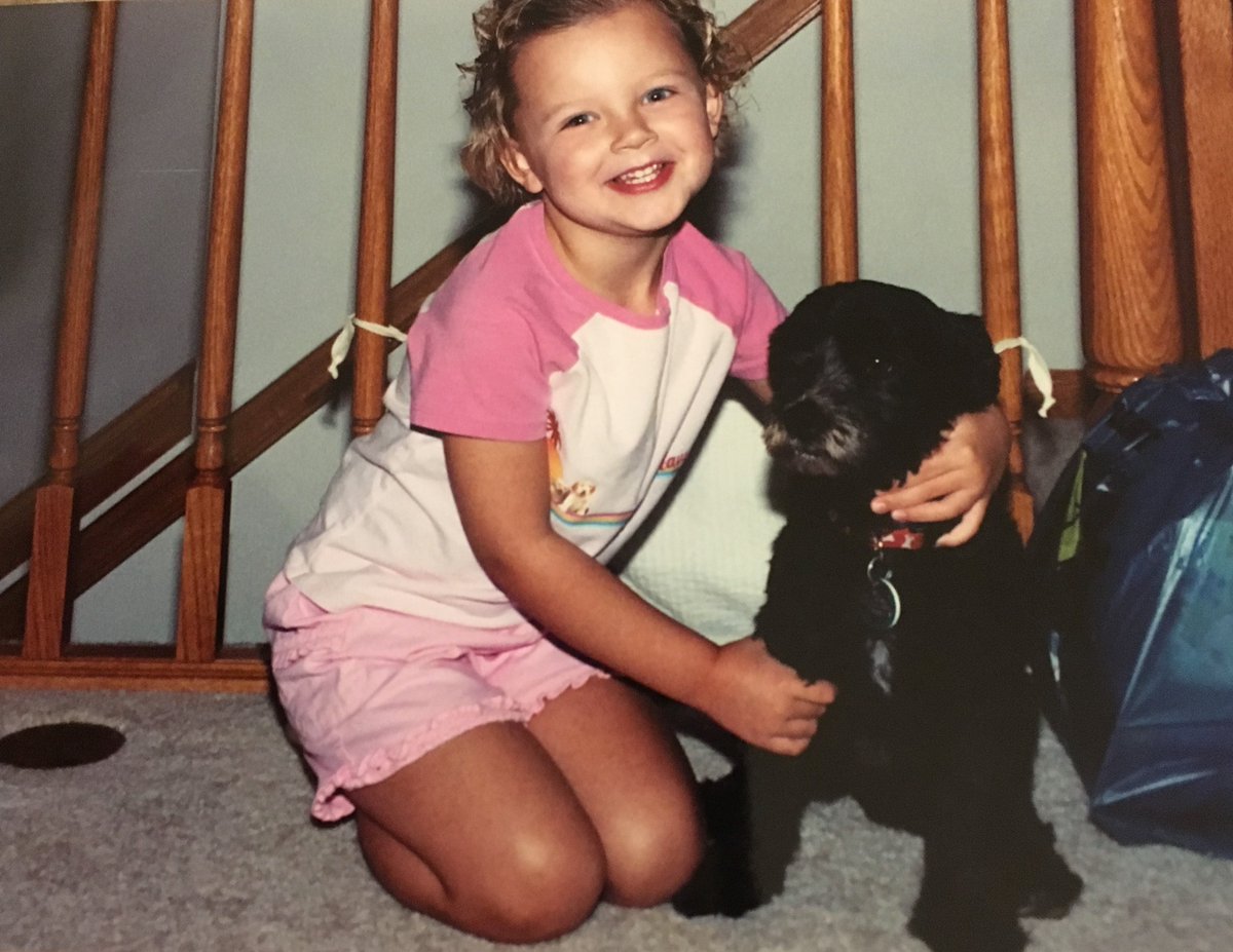 NEHumaneSociety's tweet photo. The Schreck family adopted Puppup 18 years ago from NHS. She was so small that she could fit into her new mom's hand! She was quiet, but she had a lot of love to give. Anna, who was one and a half at the time, had Puppup by her side for her whole childhood. #OmahaGives https://t.co/K33n46Zt96