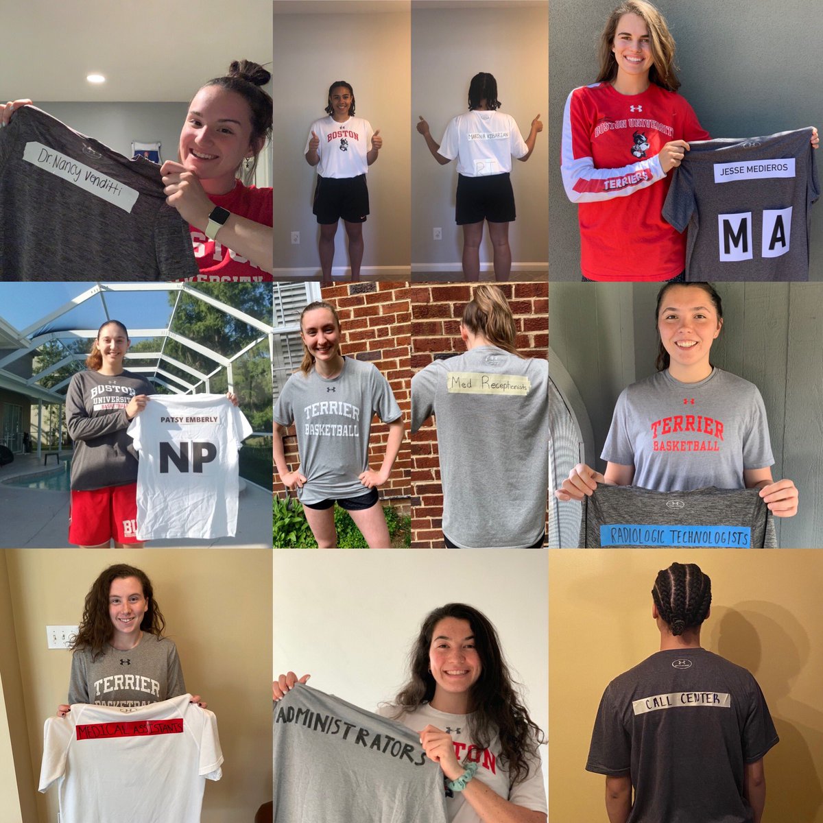 TerrierWBB's tweet photo. We recognize and commend the efforts and courage of all essential workers during this unprecedented time. 

See the thread below in which members of the team recognize and thank members of the @PartnersUrgCare community at Brookline and Boston Commons and all others! https://t.co/0dgmn6ByVH