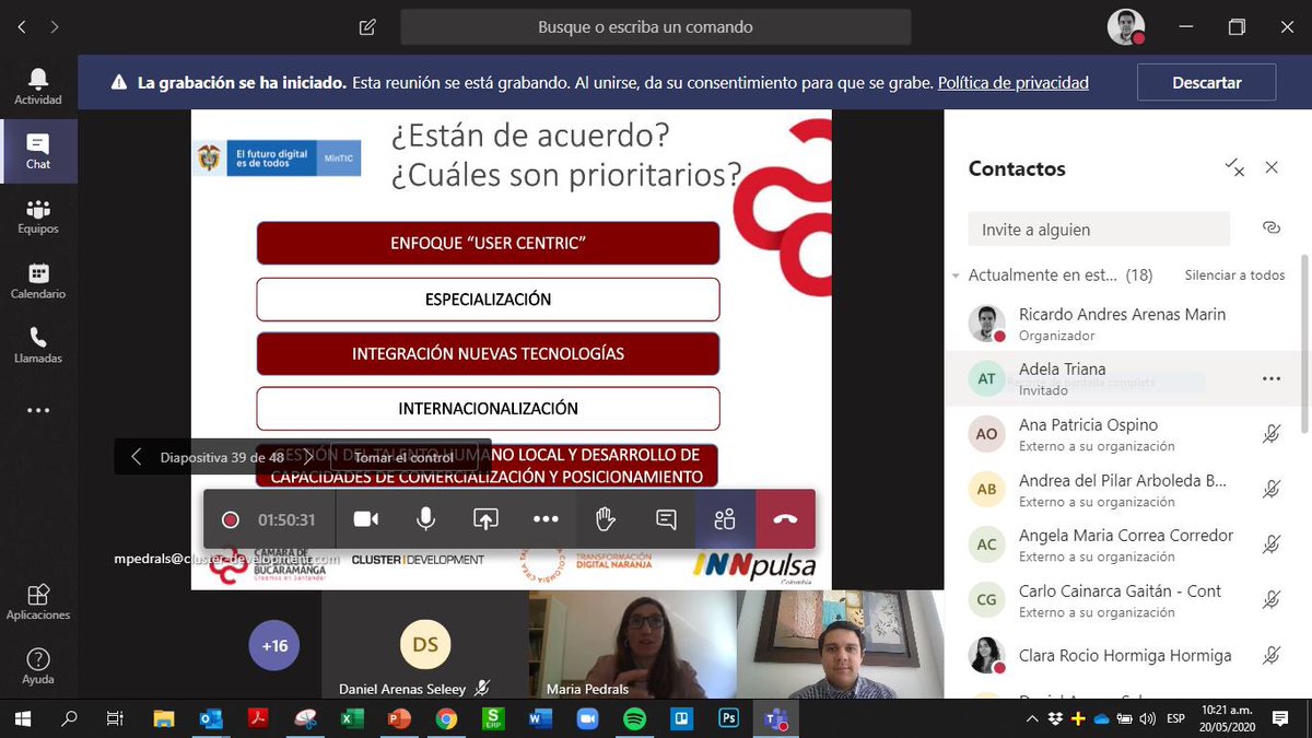 Ricardoarenasm's tweet photo. Desarrollamos el segundo Comité técnico de la hoja de Ruta Naranja en Santander liderado por @CCBucaramanga, con apoyo de @InnpulsaCol @MincomercioCo @Ministerio_TIC. Validaremos conjuntamente la caracterización y retos estratégicos del Cluster TI Corporativo https://t.co/mu9UIc8Wuc