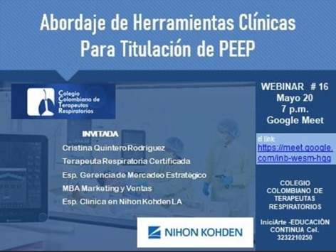 griensu's tweet photo. El Colegio Colombiano de Terapeutas Respiratorios CCTR , NIHON KOHDEN, e IniciArte educación Continua invitan al Webinar del día 20 de Mayo  - 7 pm.  ARGENTINA 21 HS

Link. Ingreso : https://t.co/Yf6csk7Z9L

Link  Registro de Asistencia   evaluación  https://t.co/JB7XHHIqom https://t.co/r0fnrjLgtA