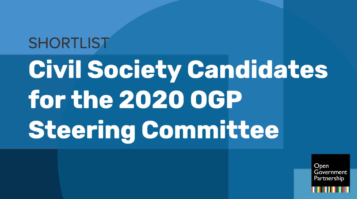 opengovpart's tweet photo. 📢 We're excited to announce the shortlist of Civil Society Candidates for the 2020 OGP Steering Committee!

Find the list of candidates and information about our upcoming series of webinars to get to know them here: https://t.co/O5ulGylpPY

#OpenGov https://t.co/Ud51W2UXP5