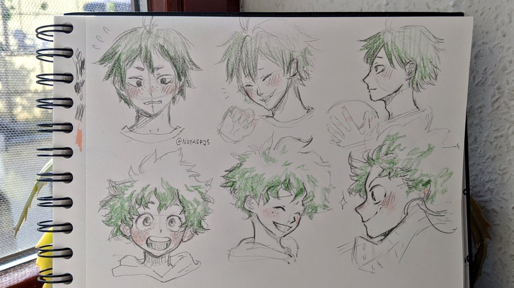 Drawing my emotional support green freckled babys yams and deku bc self care ? #mha #hq 