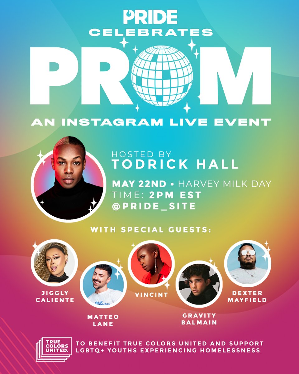 TrueColorsUnite's tweet photo. TOMORROW: #PrideCelebratesProm with @todrick and special guests! 
2pm LIVE on @pride_site Instagram! https://t.co/spkQNaoGvE