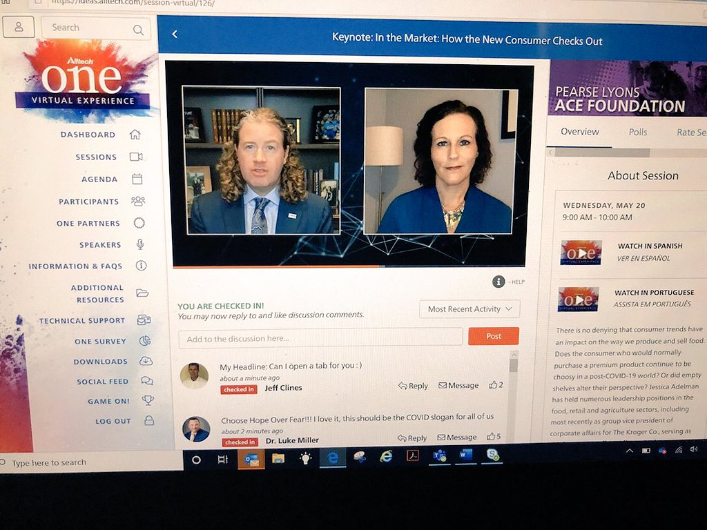 #grateful for such a thought-provoking #keynote at the #ONEBigIdea <a href="/Alltech/">Alltech</a> One Virtual Experience - thank you to all who participated around the world! Kudos to <a href="/mpl17/">Mark Lyons</a> who makes us all look good and seem smarter!