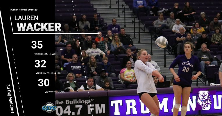 TrumanAthletics's tweet photo. It's Wednesday, time for another Truman Rewind! @wack_that9 had an incredible season for @trumanvb, setting numerous program records--including four 30+ dig matches! It gave her seven for her career, tying her for the most in program history. https://t.co/aRdlwtnPQU