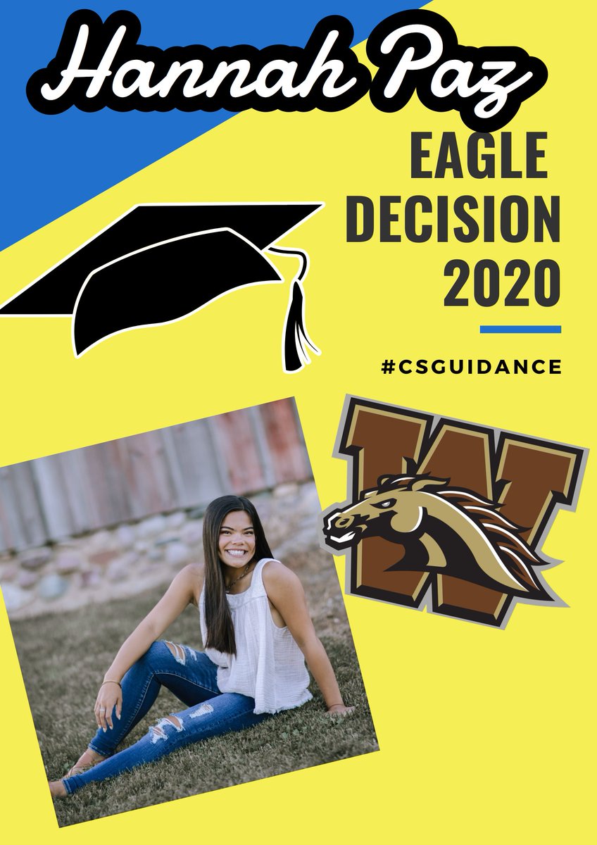 CS_GUIDANCE's tweet photo. #EagleDecision2020 Congratulations to Hannah Paz on choosing to attend Western Michigan University in the Fall.  We are very excited for your future &amp; proud of your accomplishments as an EAGLE!  #CollegeDecisionDay #thefutureisbright #CSGuidance 
@SandburgHS https://t.co/NhZcxnCZf5