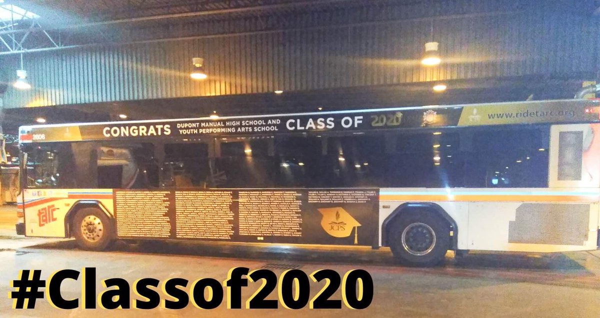 SPOTTED: <a href="/ridetarc/">TARC</a>’s <a href="/duPontManual/">duPont Manual HS</a> &amp; <a href="/YPASlouisville/">YPAS Louisville</a> bus, listing every name of the <a href="/dupont_2020/">dupont class of 2020</a> graduating class.