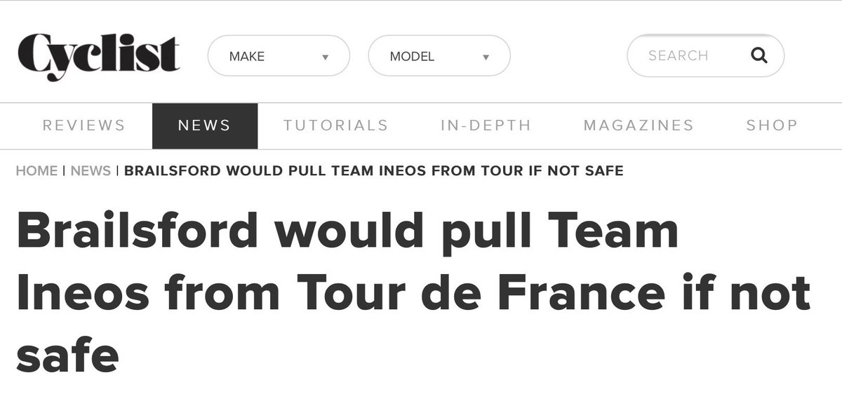 HIGCNFY's tweet photo. Predictably enough, Sir David of Brailsford said that he’d pull his riders from @LeTour should he deem it unsafe. We do suspect, however, that “safety” may be defined depending on whether @chrisfroome is wearing his colours come August... 😉 https://t.co/bcj7nEYCXO