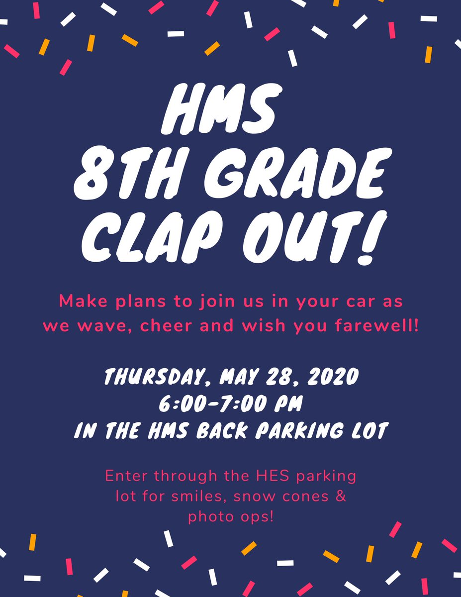 HMSjtorres's tweet photo. MARK YOUR CALENDARS!!  We love our 8th graders and are so sad to see them go.  #proudtobeabronco #wearehms #wearebroncos https://t.co/CjKTrgafuX