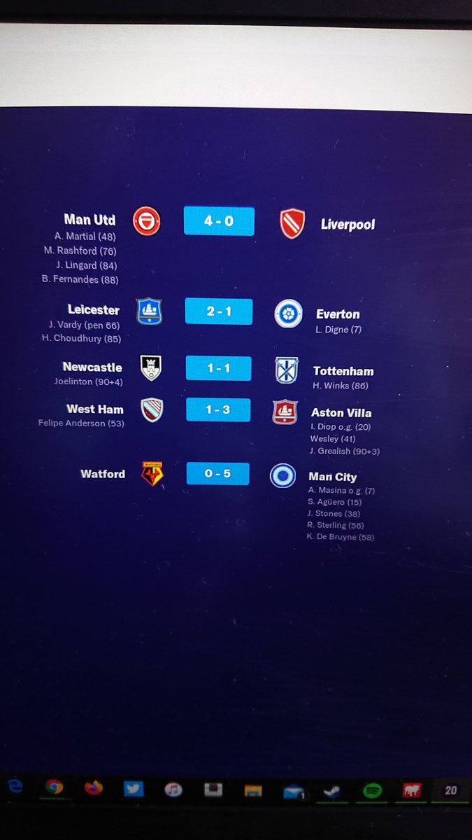 Here are the full results from round 2 of the Premier League.