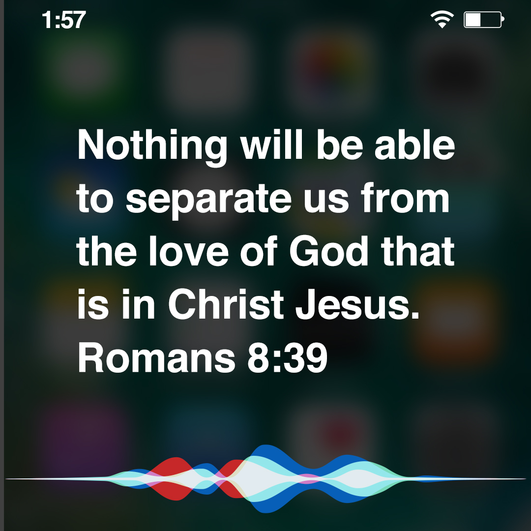 YouVersion's tweet photo. neither height nor depth, nor anything else in all creation, will be able to separate us from the love of God that is in Christ Jesus our Lord. Romans 8:39 https://t.co/CLTsACieEZ