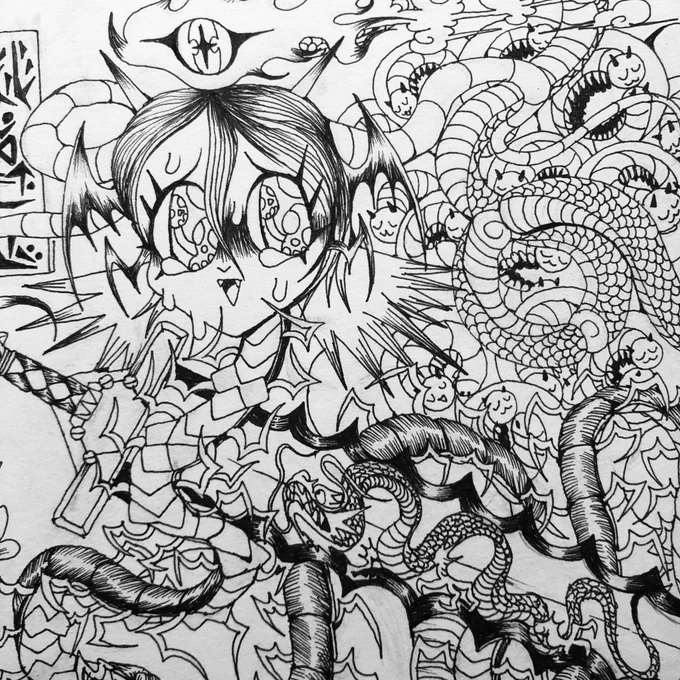 I'm gonna be streaming on Twitch today and coloring this centipede death goddess pls don't tease me ?? https://t.co/FPFx2qhdET 