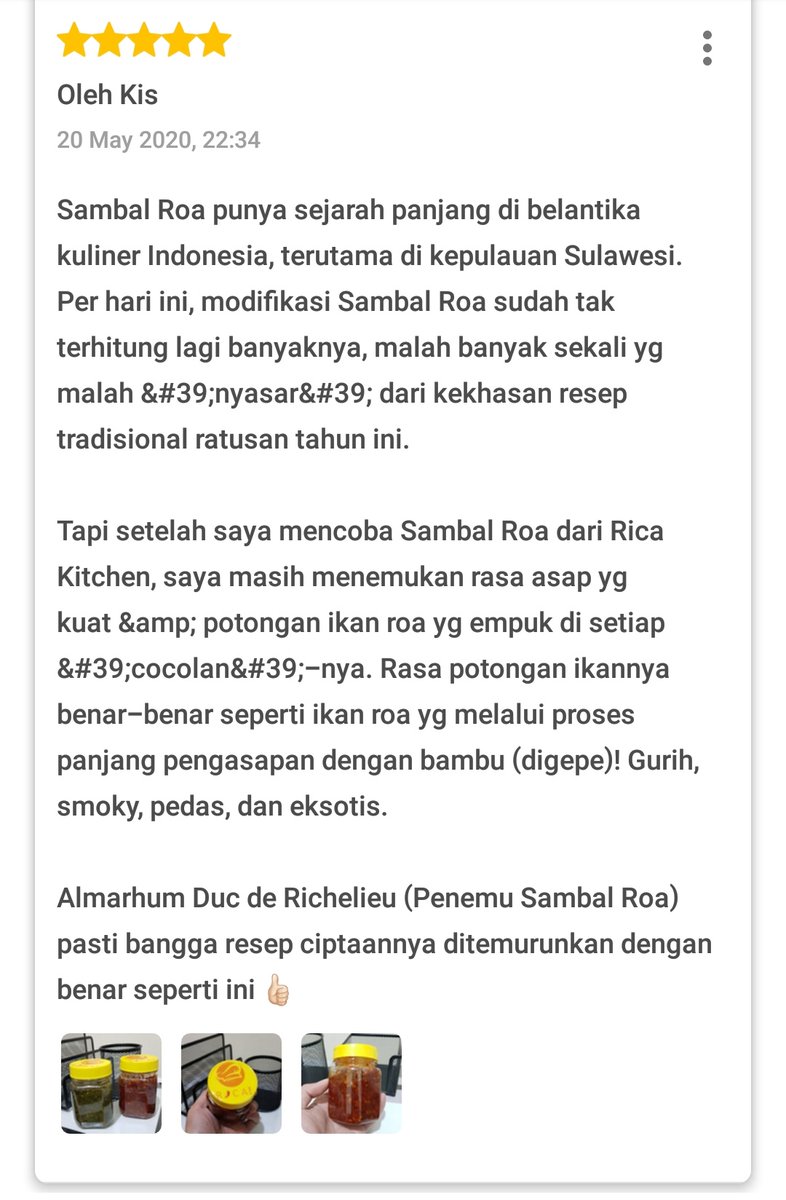 Kisuriel's tweet photo. Saya suka ngomentarin makanan, terlebih yg saya kira dibuat dengan segenap 'passion'. Si Rica Kitchen (Huhn Shop) ini sih lebih dari layak untuk diberikan apresiasi.. 

Sambal Ijo Cumi &amp; Sambal Roa-nya hakiki. Mereka harus makin semangat! 🔥 https://t.co/WV81DxjQdm