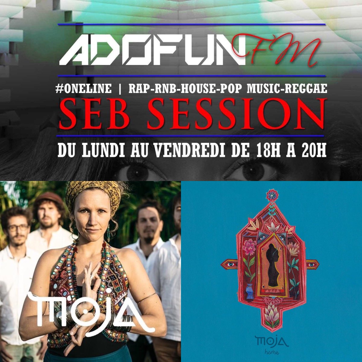 La seb session en direct 18h 20h sur @AdoFunOfficiel avec cette semaine <a href="/MojaOfficiel/">Moja</a> à découvrir dès 19h #DeconfinementJour10 #PrenezSoinDeVous #sebsession rendez-vous sur les applications gratuites et sur le listen.radioking.com/radio/121099/s… et sur le adofun-webradio.com