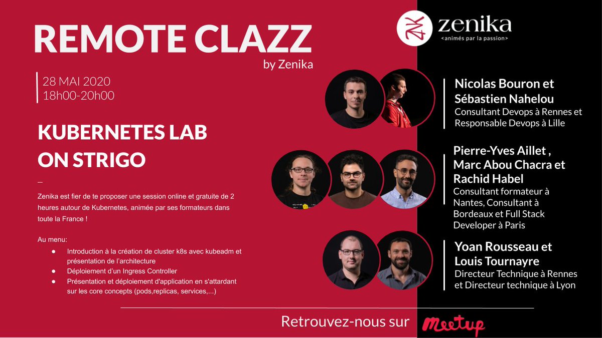 yoan_rousseau's tweet photo. Un peu de #kubernetes pour la semaine prochaine?
Je vous présente la #RemoteClazz #k8s lab by @ZenikaIT 🤯
Ce lab aura lieu sur @StrigoIO , notre plateforme de formation en ligne.
Pour cette édition, nous avons réunis 7 formateurs rien que pour vous!
https://t.co/jqP24c8R4F https://t.co/wElgEFbc6Y