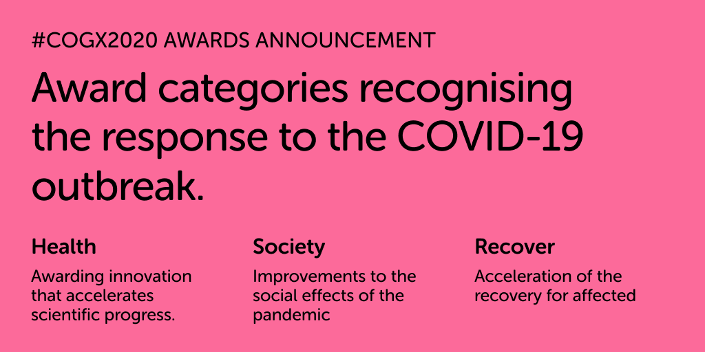 CogX_Festival's tweet photo. At #CogX2020, we are proud to announce a new initiative celebrating some of the most unique and ingenious collaborations and ideas during Covid-19 across #health, #Society and #Recovery. Get your nominations in before the 25th of May!
 https://t.co/roAjkkJ007

#AI #technology https://t.co/M7fSqKPFVR