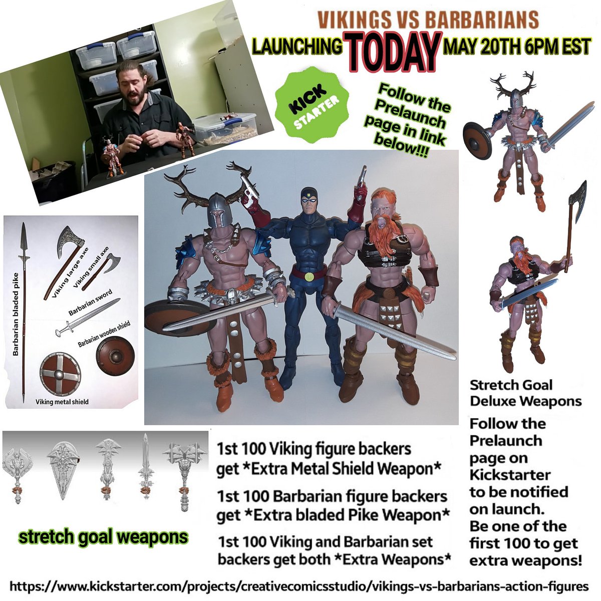 creativecomicc's tweet photo. VIKINGS VS BARBARIANS KICKSTARTER LAUNCHING TODAY MAY 20TH 6PM!!!
MAKE SURE YOUR ONE OF THE FIRST 100 FOR EARLY BACKER SPECIAL!
Follow the pre launch page https://t.co/WMqPPiFG0T
#collectibles #articulated #collectiblelegends #actionfigures #vikings #barbarians #kickstarter https://t.co/IQmD13Xbyl