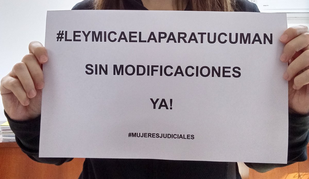 JudicialasTuc's tweet photo. Exigimos que mañana la Legislatura se adhiera, sin modificaciones, a la #LeyMicaela. Es el primer paso para garantizar la igualdad en el acceso a la Justicia y para disminuir la violencia machista en nuestra sociedad. #LeyMicaelaParaTucuman #SinModificaciones https://t.co/4rgC1c4jFM